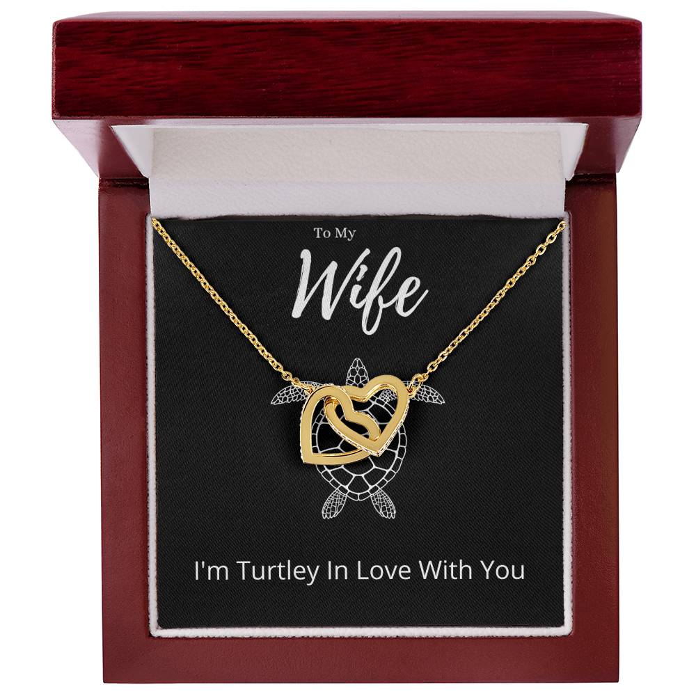 Funny Wife Turtle Interlocking Hearts Necklace Anniversary Gift From Husband, Animal Pun Message Card Jewelry Birthday Present From Him, Dad Joke Pun Gag Gifts For Wife Valentines Day by Best Gifts 305