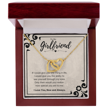 Boyfriend To Girlfriend Birthday Gift Message Card Jewelry Interlocking Hearts Necklace, Heartwarming Mothers Day Present From Boyfriend, Girlfriend Anniversary Valentines Day Gift For Her by Best Gifts 305