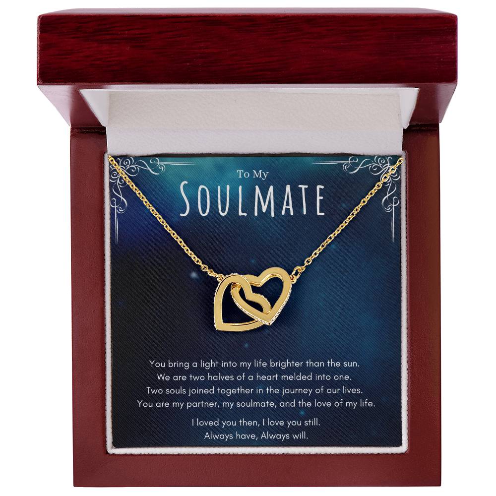 Inspiring Soulmate Relationship Message Interlocking Hearts Necklace Jewelry Anniversary Gift For Her, Lovely Soulmate Valentines Day Jewelry Present, Birthday Appreciation Gifts From Him by Best Gifts 305