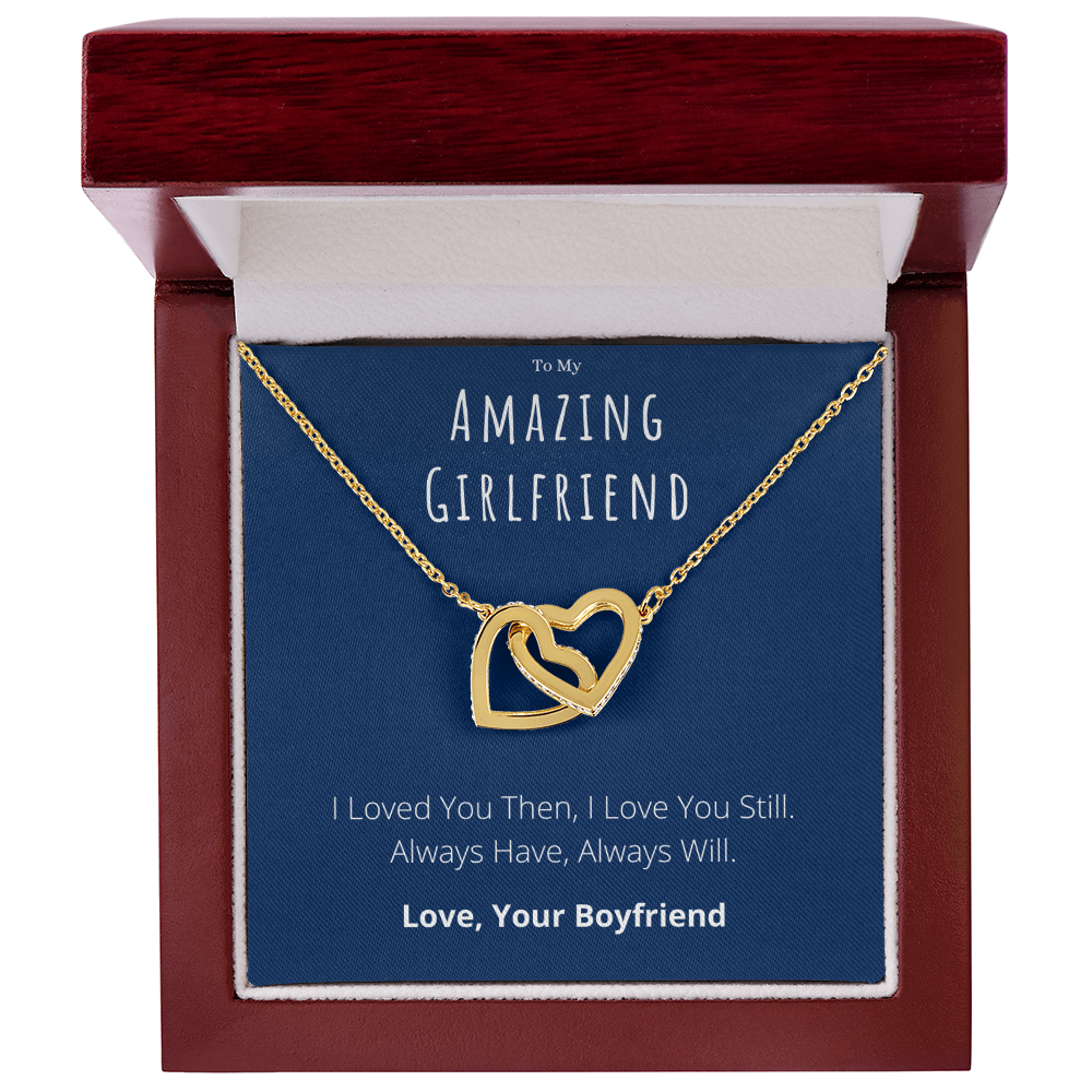 To My Amazing Girlfriend Interlocking Hearts Necklace Anniversary Message Card Jewelry Gift From Boyfriend, Heartwarming Girlfriend Valentines Day Present by Best Gifts 305