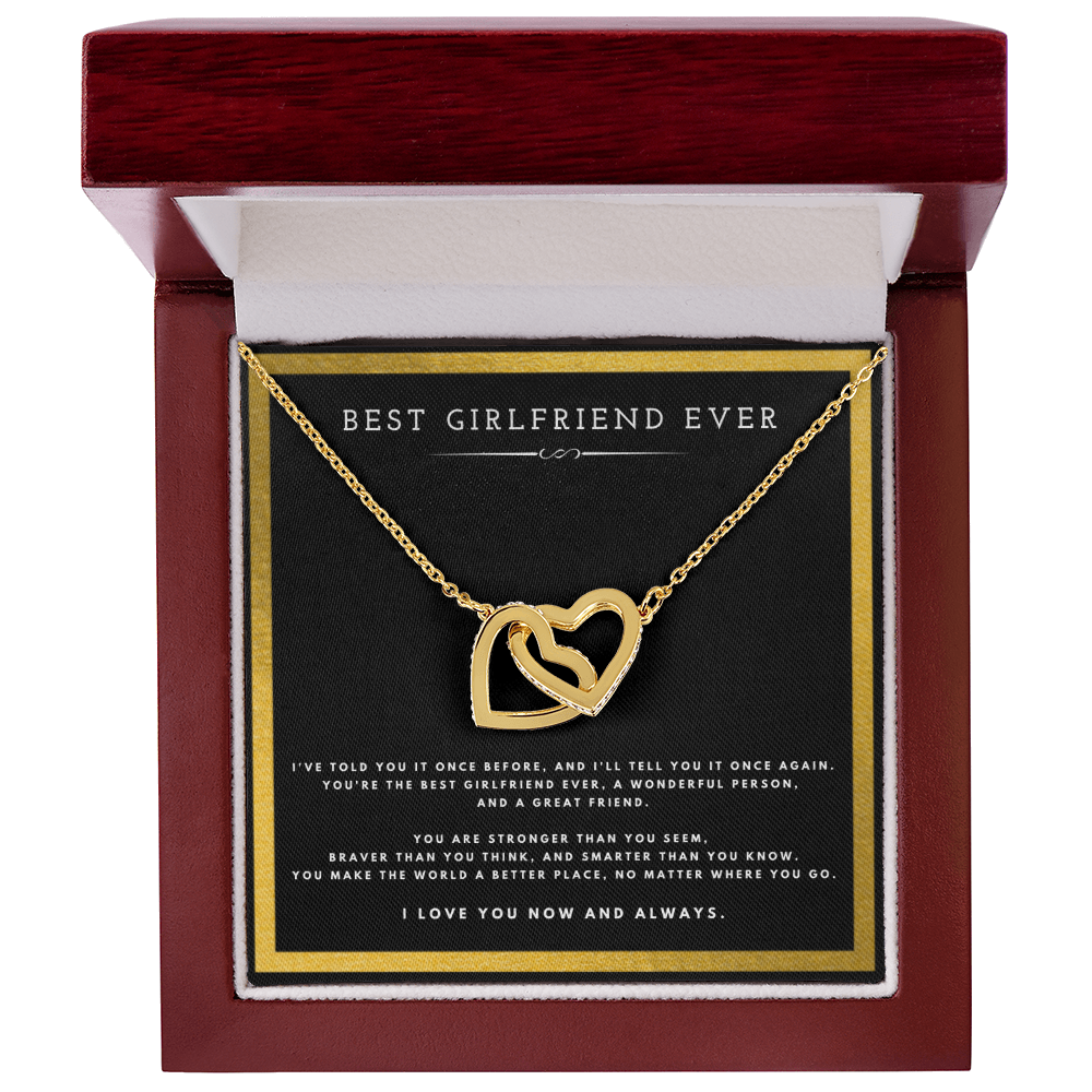 Best Girlfriend Ever Anniversary Message Card Jewelry Interlocking Hearts Necklace Gift From Boyfriend for Valentines Day Birthday Present, Christmas Gifts For Girlfriend by Best Gifts 305