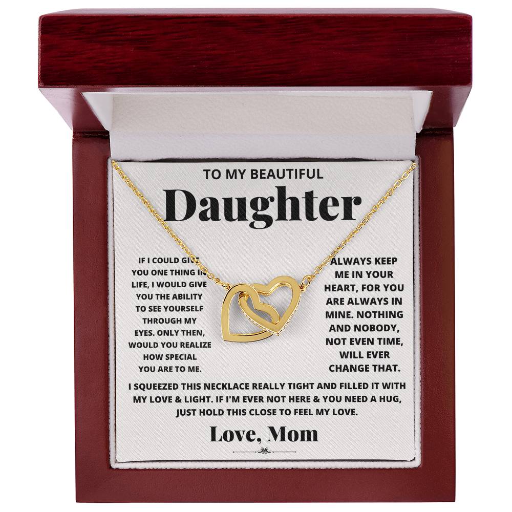 To My Beautiful Daughter, Just Hold This To Feel My Love Necklace