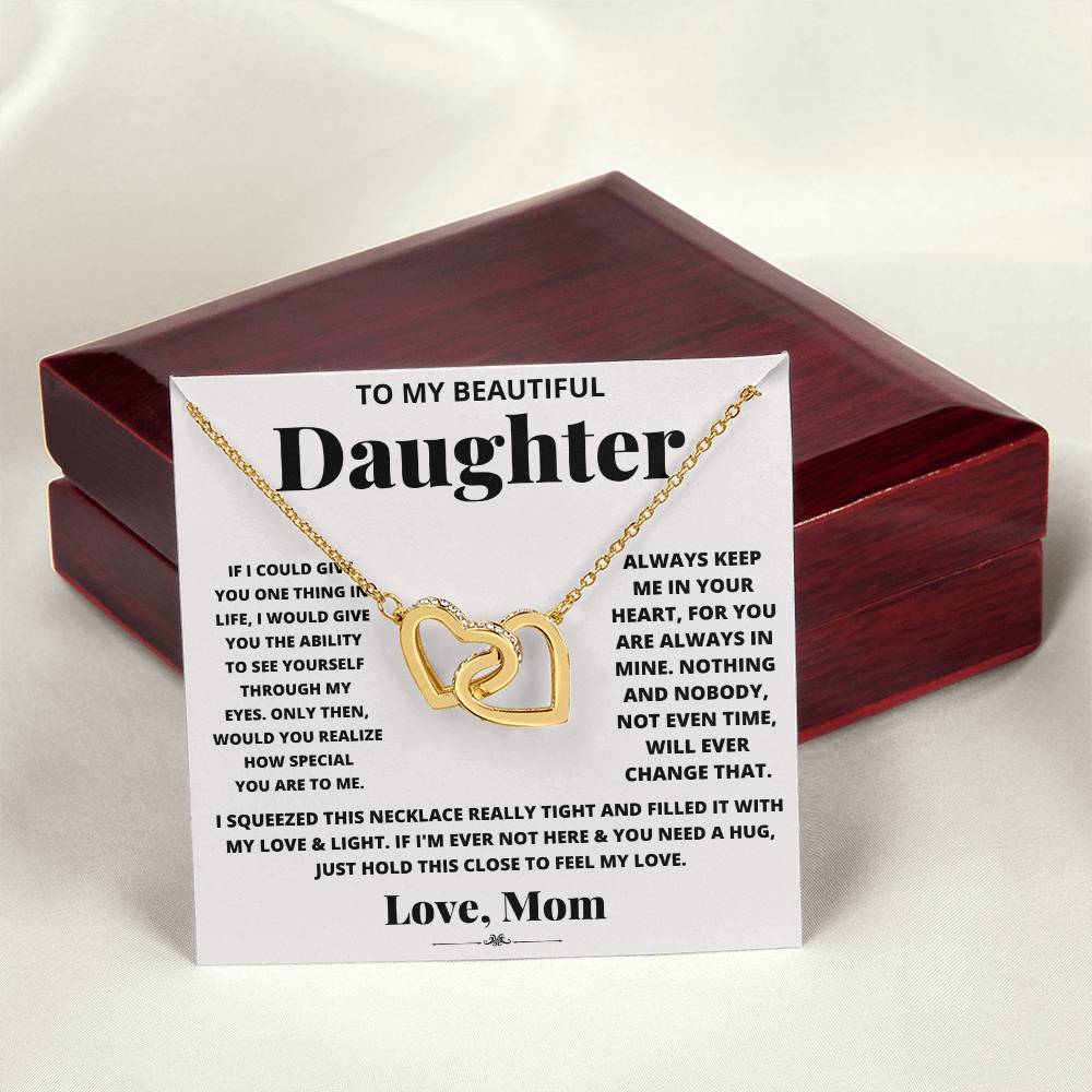 To My Beautiful Daughter, Just Hold This To Feel My Love Necklace