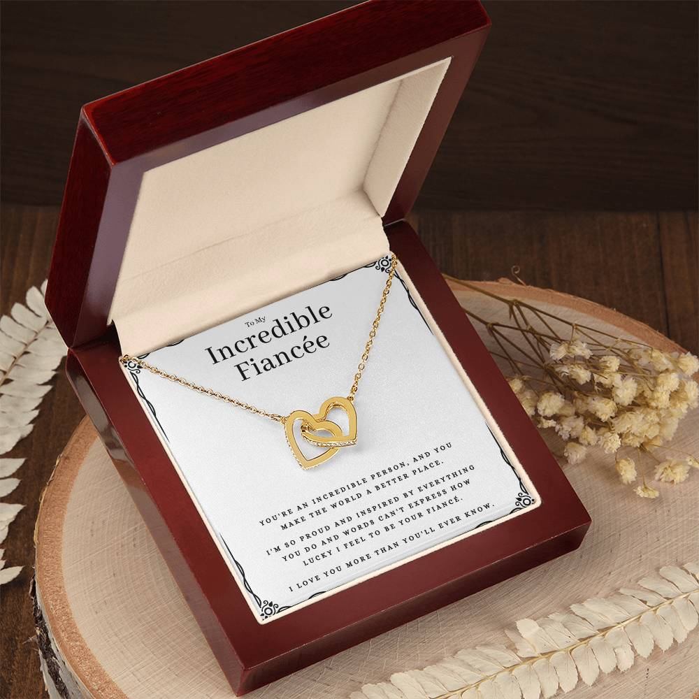 To My Incredible Fiancée Jewelry Message Card Gift Interlocking Hearts Necklace Birthday Present From Fiancé, Incredible Fiancée Valentines Day Present by Best Gifts 305