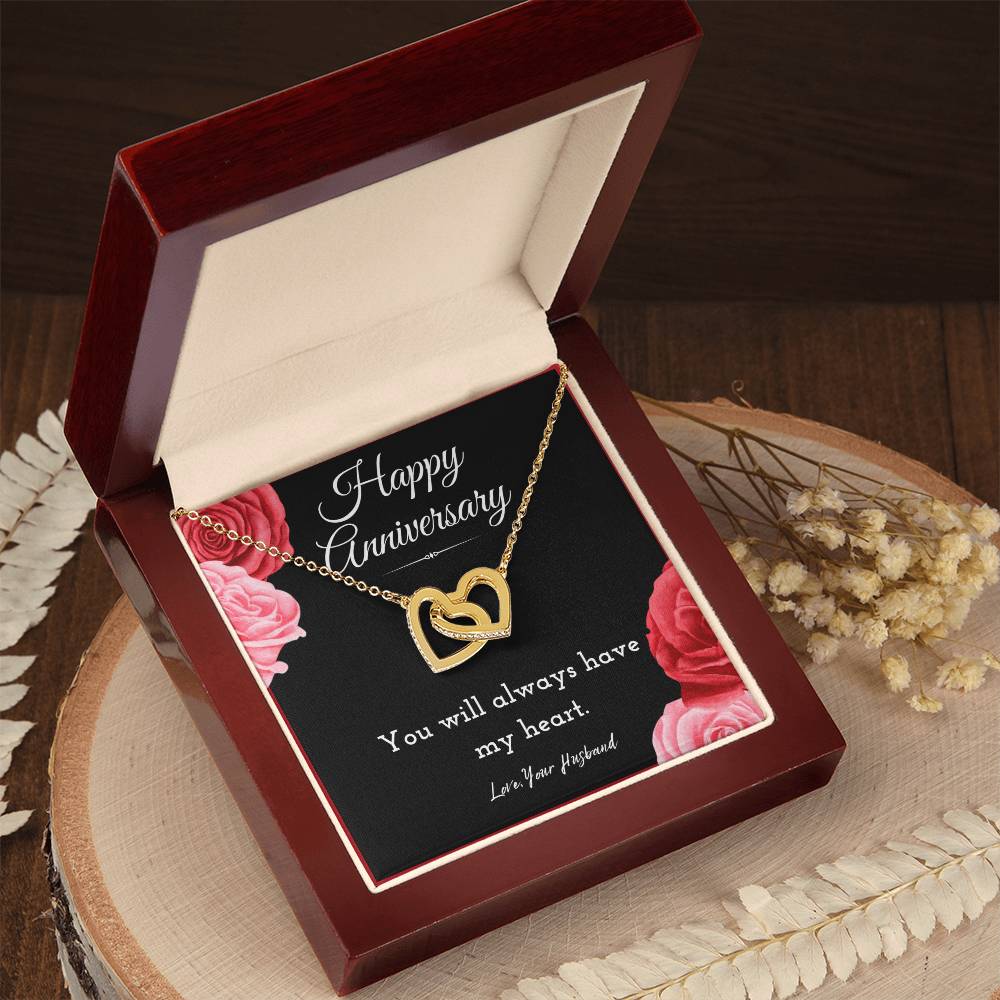 Happy Anniversary Interlocking Hearts Necklace Jewelry Message Card For Wife From Husband, Wife Anniversary Present From Him, Heartfelt Necklace Gift For Her by Best Gifts 305