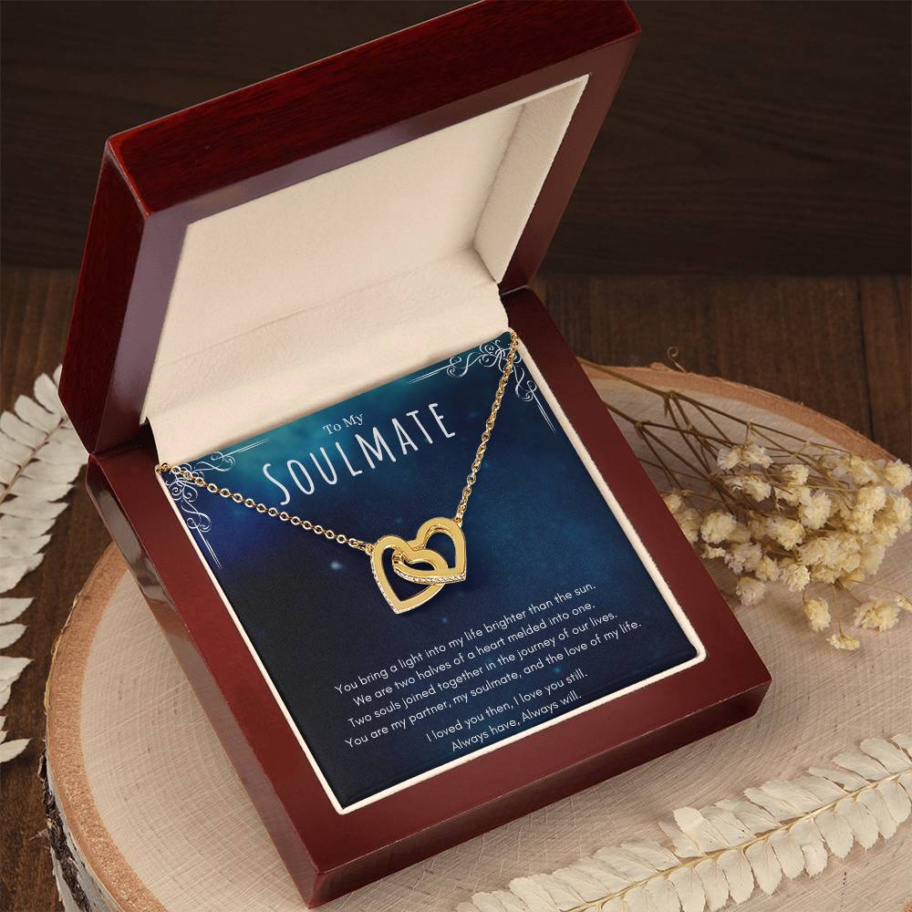 Inspiring Soulmate Relationship Message Interlocking Hearts Necklace Jewelry Anniversary Gift For Her, Lovely Soulmate Valentines Day Jewelry Present, Birthday Appreciation Gifts From Him by Best Gifts 305