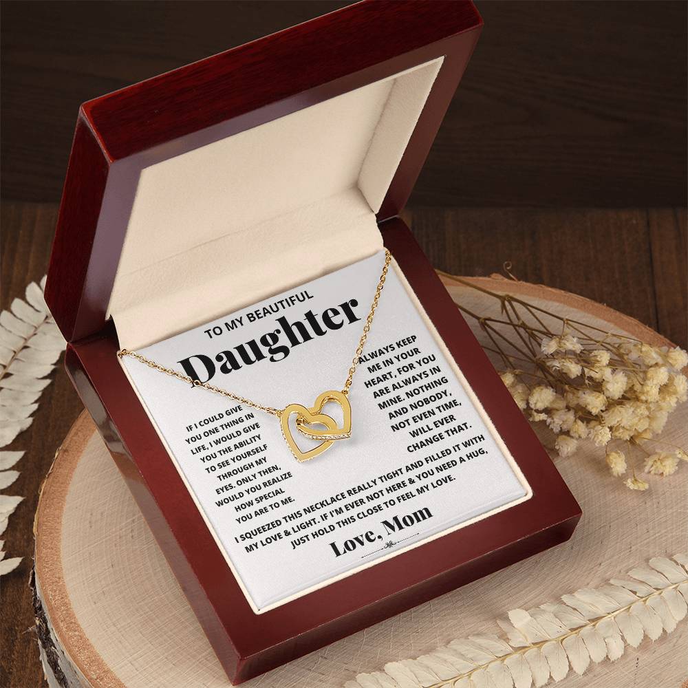 To My Beautiful Daughter, Just Hold This To Feel My Love Necklace