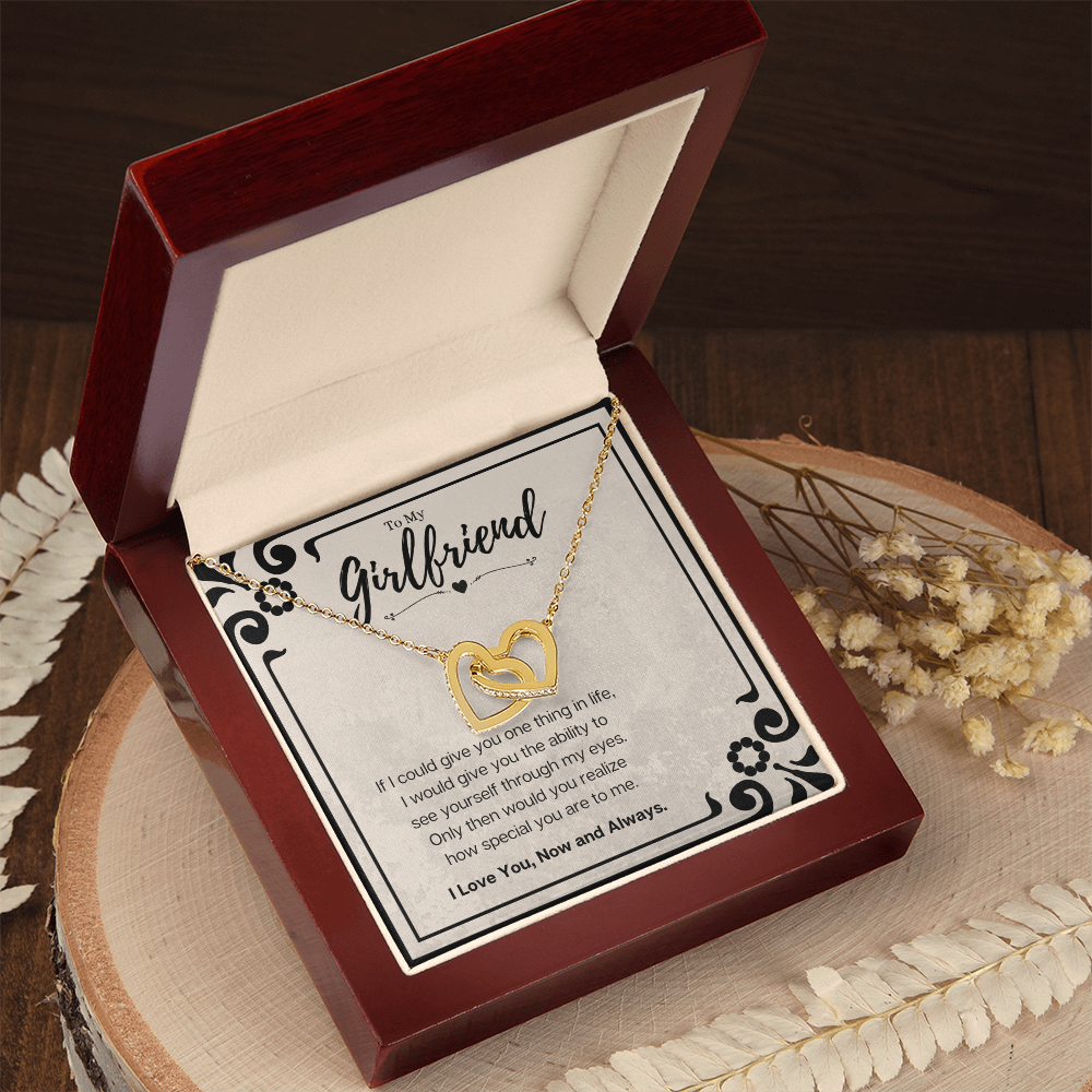 Boyfriend To Girlfriend Birthday Gift Message Card Jewelry Interlocking Hearts Necklace, Heartwarming Mothers Day Present From Boyfriend, Girlfriend Anniversary Valentines Day Gift For Her by Best Gifts 305