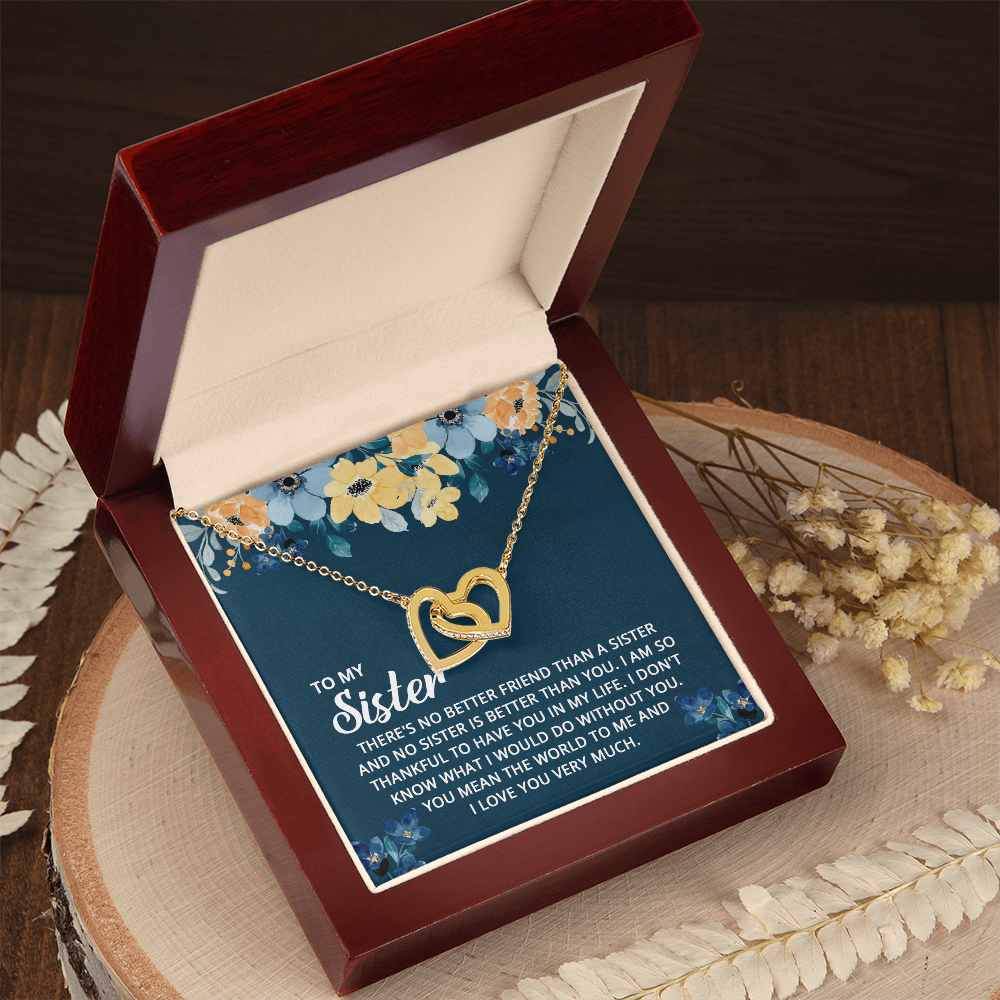 Interlocking Hearts Necklace for Sister, Cubic Zirconia Pendant, Gift for Sister, Birthday Gifts for Her, Jewelry Gift from Sister, Sister Jewelry, Heart Necklace