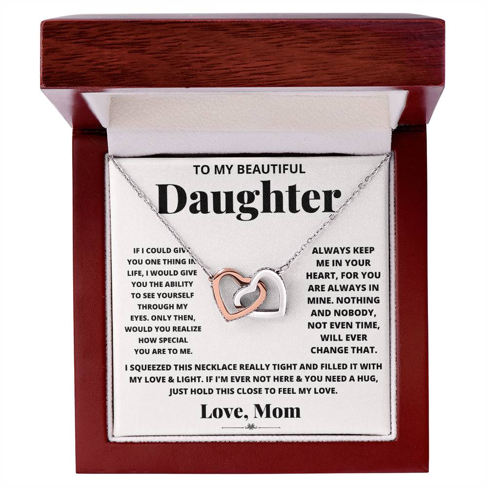 To My Beautiful Daughter, Just Hold This To Feel My Love Necklace