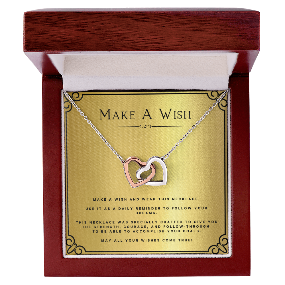 Wish Interlocking Hearts Necklace Birthday Gift Motivational Gift With Message Card Inspirational Christmas Present by Best Gifts 305