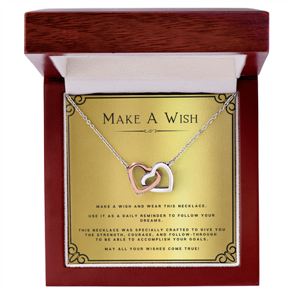 Wish Interlocking Hearts Necklace Birthday Gift Motivational Gift With Message Card Inspirational Christmas Present by Best Gifts 305