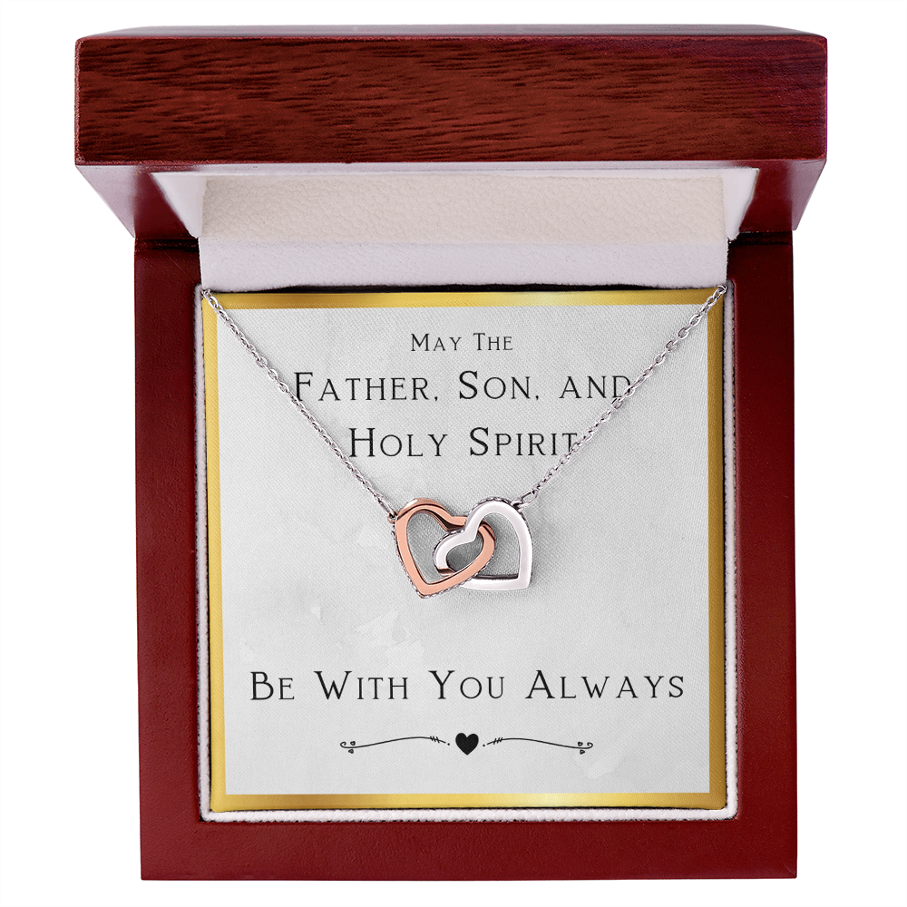 Christian Jewelry, For Women, Confirmation Gift For Girl, Gifts For Her, Holy Spirit Be With You, Catholic Gifts - Interlocking Hearts Necklace with Message Card by Best Gifts 305