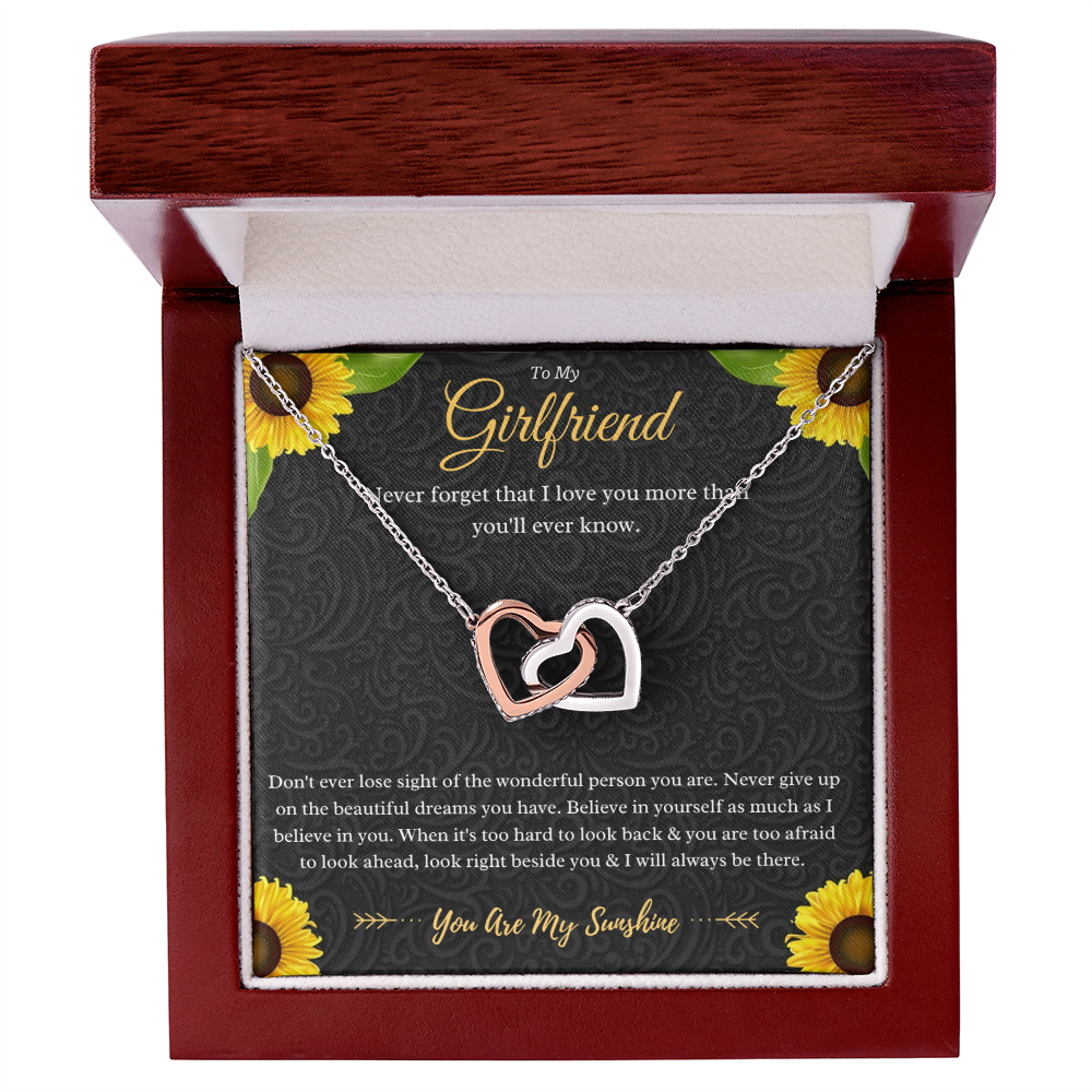 To My Girlfriend Interlocking Hearts Necklace Gift From Boyfriend, Girlfriend Anniversary Present, Girlfriend Valentines Day Message Card Jewelry Gift For Birthday by Best Gifts 305