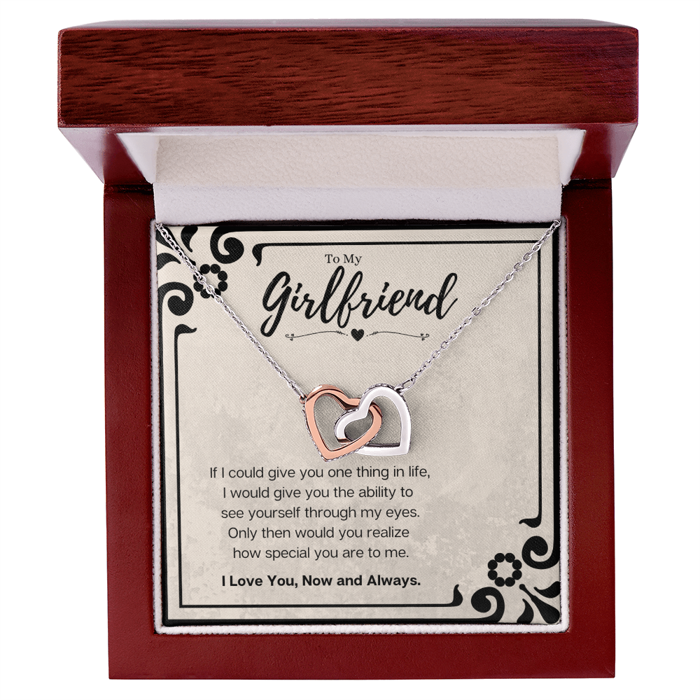 Boyfriend To Girlfriend Birthday Gift Message Card Jewelry Interlocking Hearts Necklace, Heartwarming Mothers Day Present From Boyfriend, Girlfriend Anniversary Valentines Day Gift For Her by Best Gifts 305