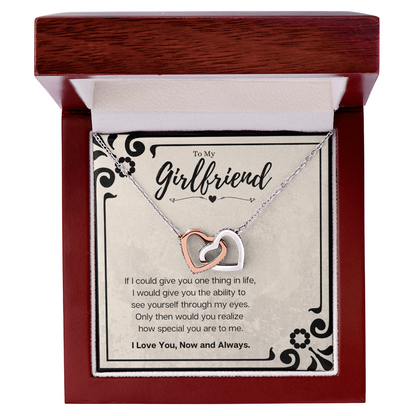 Boyfriend To Girlfriend Birthday Gift Message Card Jewelry Interlocking Hearts Necklace, Heartwarming Mothers Day Present From Boyfriend, Girlfriend Anniversary Valentines Day Gift For Her by Best Gifts 305