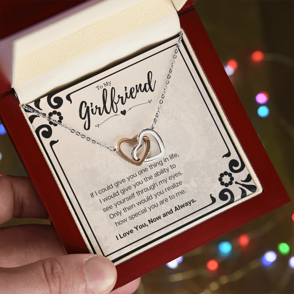 Boyfriend To Girlfriend Birthday Gift Message Card Jewelry Interlocking Hearts Necklace, Heartwarming Mothers Day Present From Boyfriend, Girlfriend Anniversary Valentines Day Gift For Her by Best Gifts 305