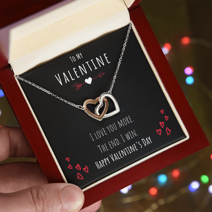 To My Valentine I Love You More Interlocking Hearts Necklace Jewelry Message Card Valentines Day Gift For Her by Best Gifts 305