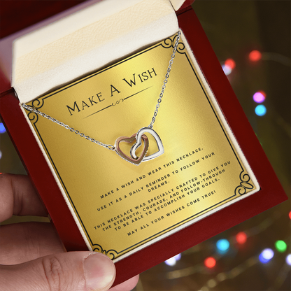 Wish Interlocking Hearts Necklace Birthday Gift Motivational Gift With Message Card Inspirational Christmas Present by Best Gifts 305