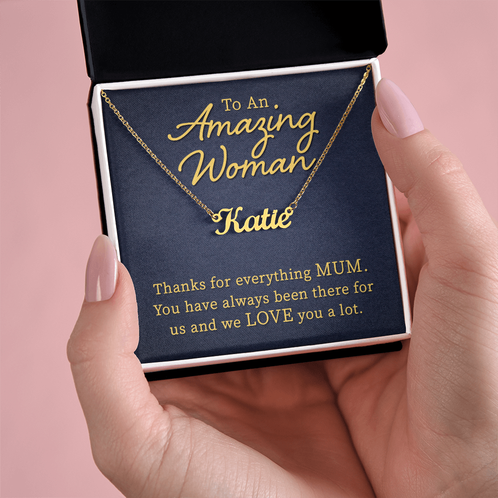 Personalized Name Necklace for Mum, Custom Jewelry Gift for Mum, Birthday Gift from Family for Her