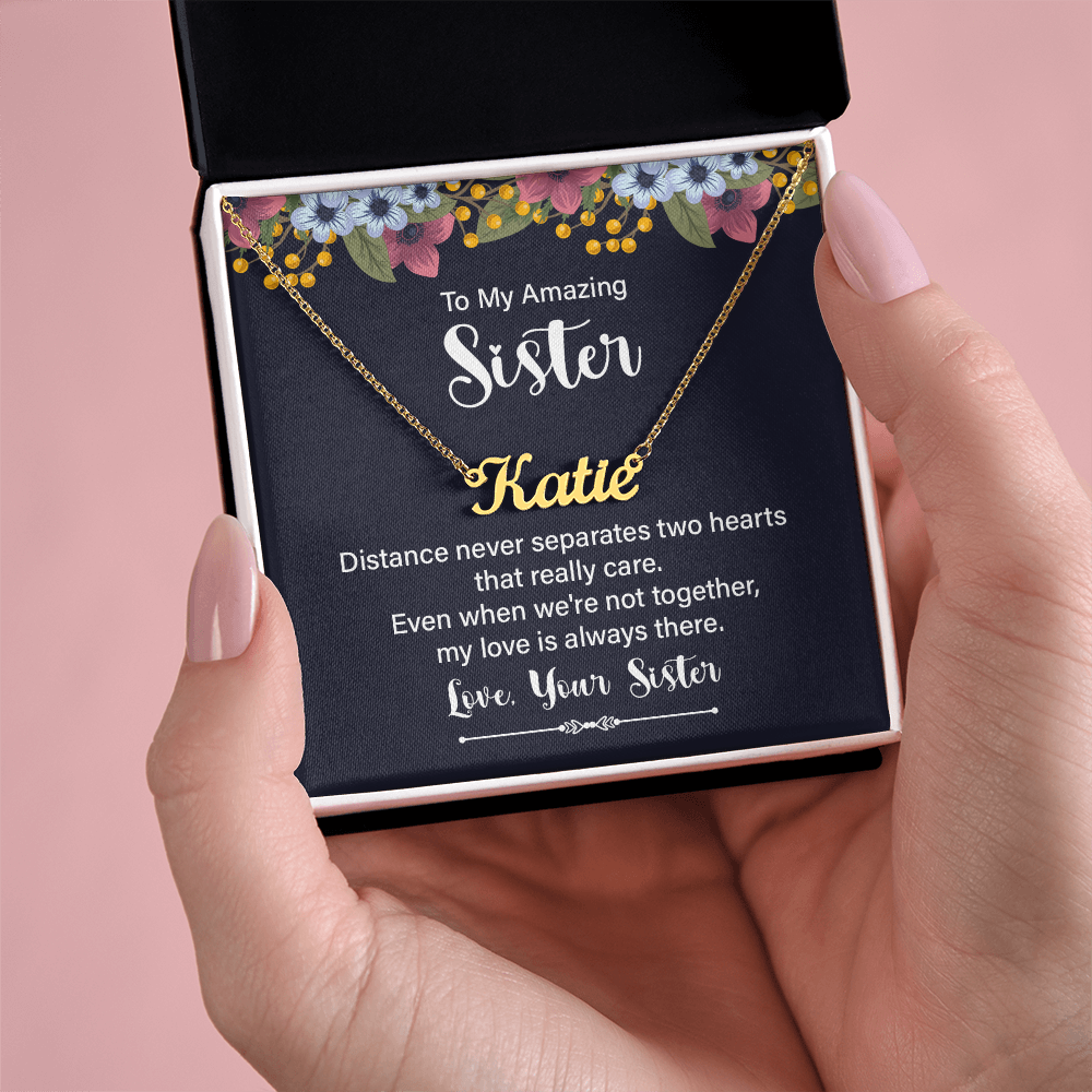 Personalized Name Necklace for Sister, Custom Jewelry Gift from Sister, Birthday Gift for Sister Long Distance