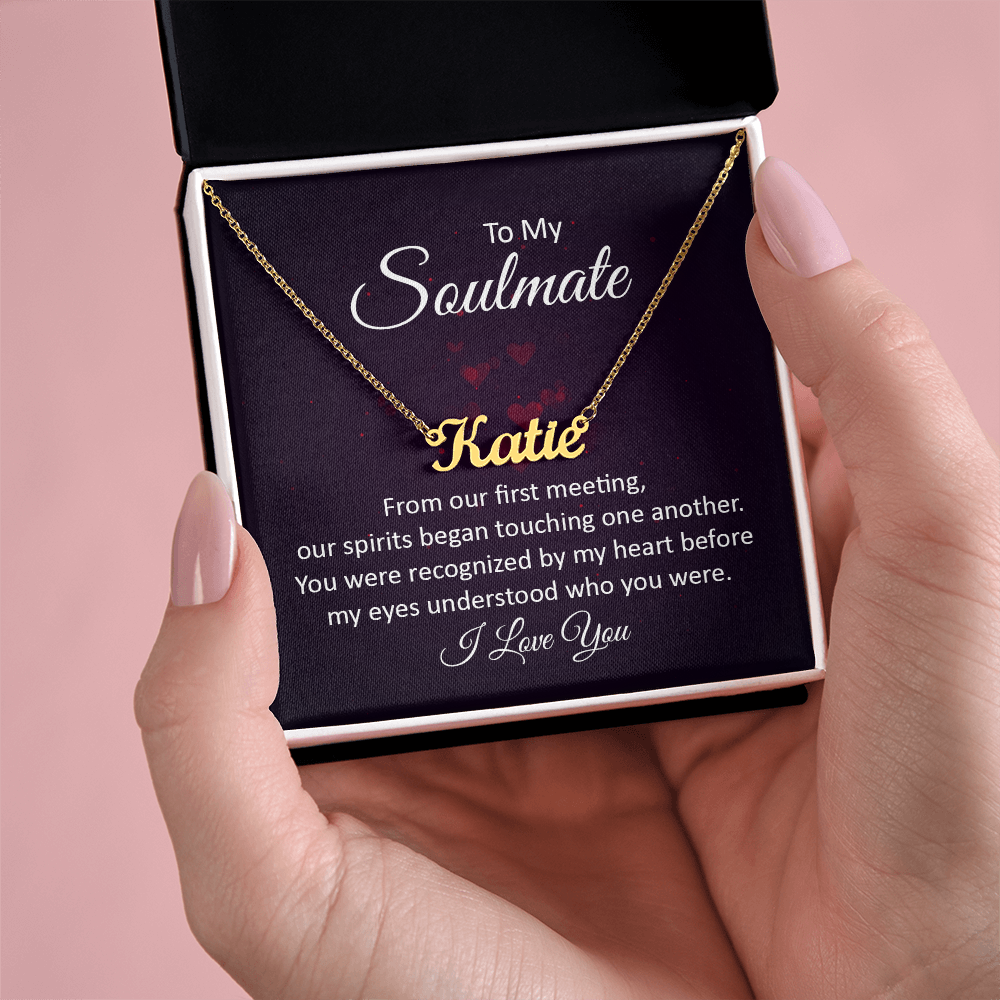 Soulmate Name Necklace Gift for Her, Personalized Love Jewelry, Romantic Anniversary Birthday Present