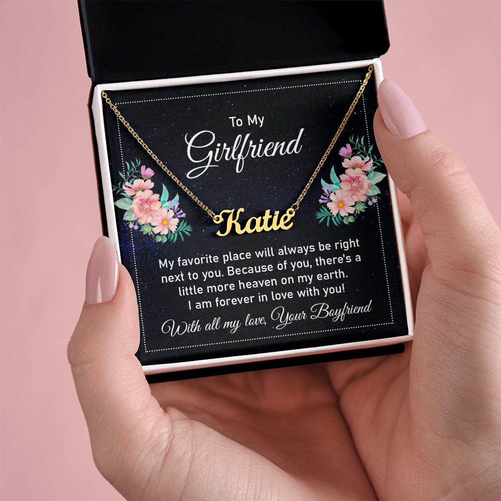 To My Girlfriend - Personalized Cursive Name Necklace – Custom Gift for Her - Adjustable Cable Chain – Perfect Anniversary or Birthday Gift – Made in the USA