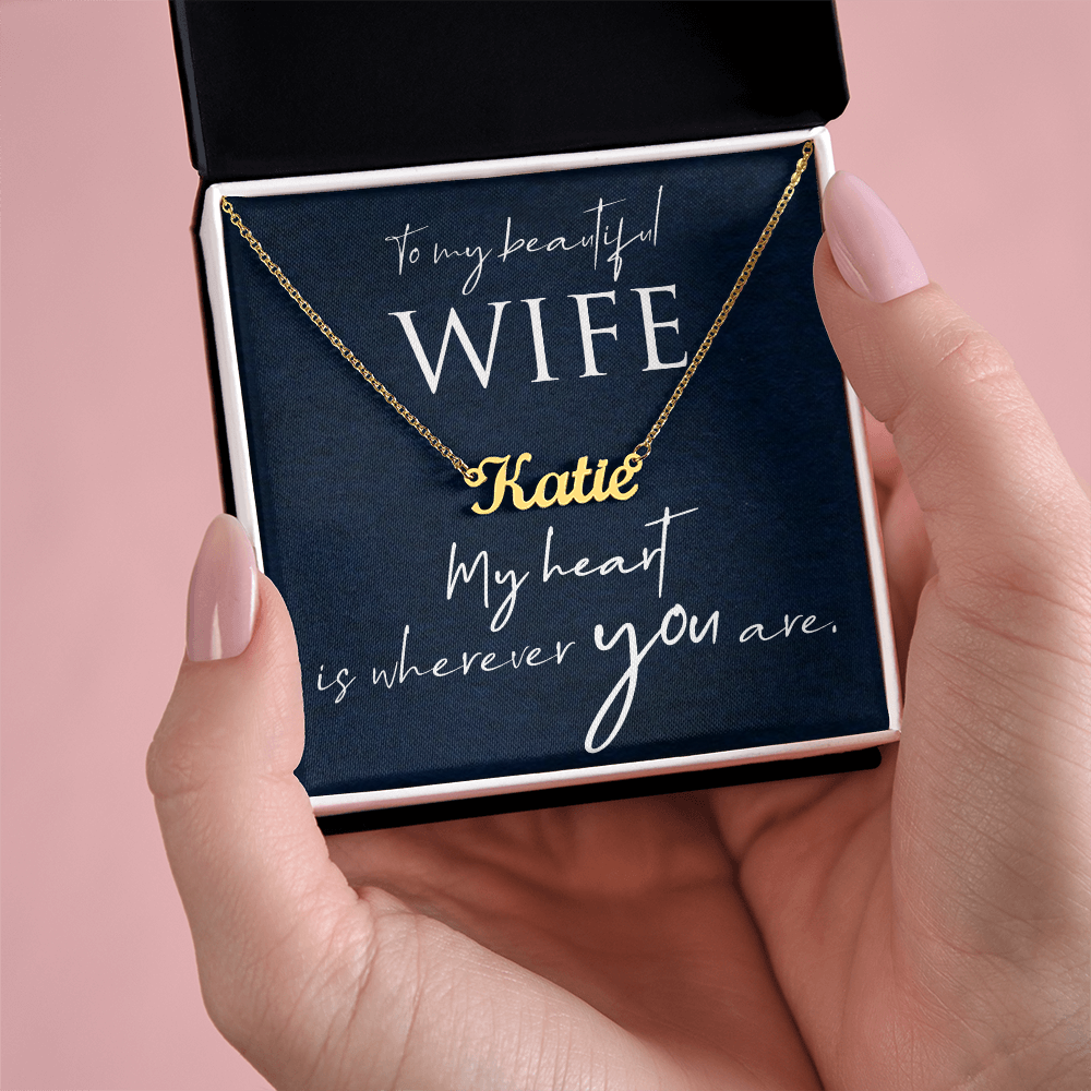 Personalized Name Necklace for Beautiful Wife | Custom Cursive Jewelry Gift | Adjustable Chain | Romantic Gift from Husband | Made in USA