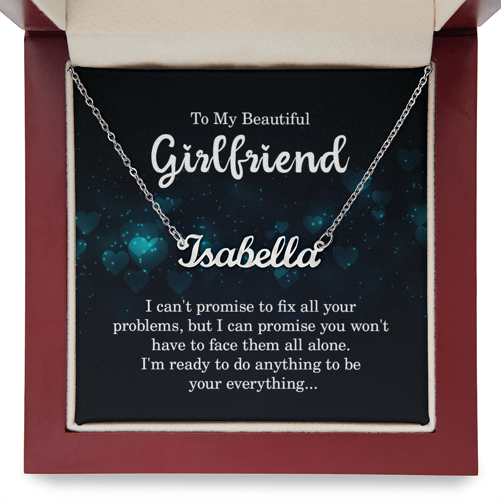 To My Beautiful Girlfriend – Personalized Necklace Customizable with Name or Word – Adjustable Stainless Steel or 18K Gold Finish – Heartfelt Gift for Her – Made in the USA