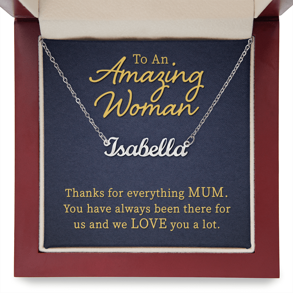 Personalized Name Necklace for Mum, Custom Jewelry Gift for Mum, Birthday Gift from Family for Her