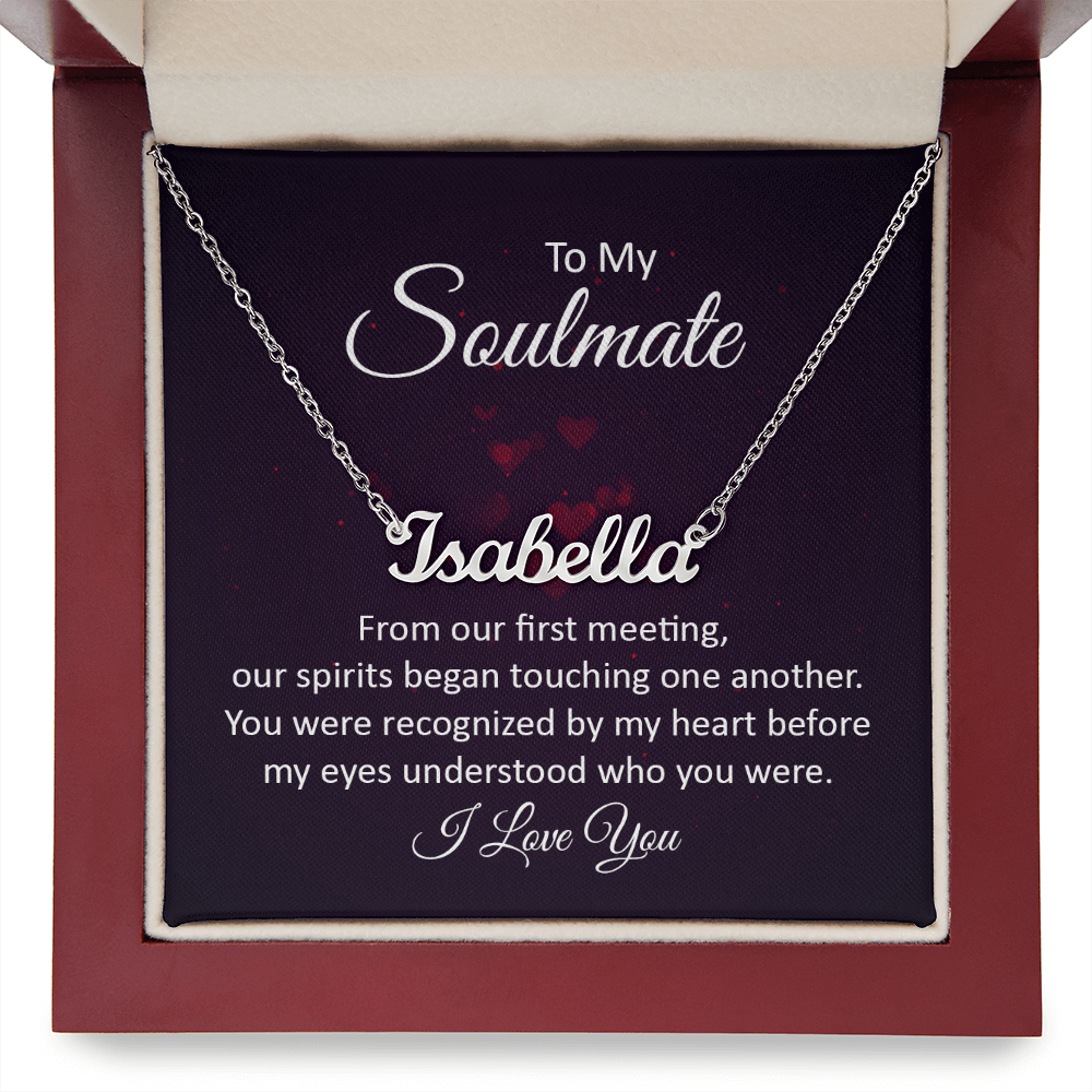 Soulmate Name Necklace Gift for Her, Personalized Love Jewelry, Romantic Anniversary Birthday Present