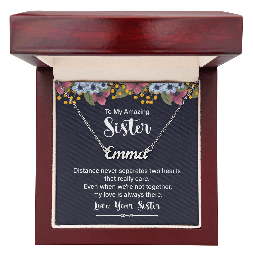 Personalized Name Necklace for Sister, Custom Jewelry Gift from Sister, Birthday Gift for Sister Long Distance