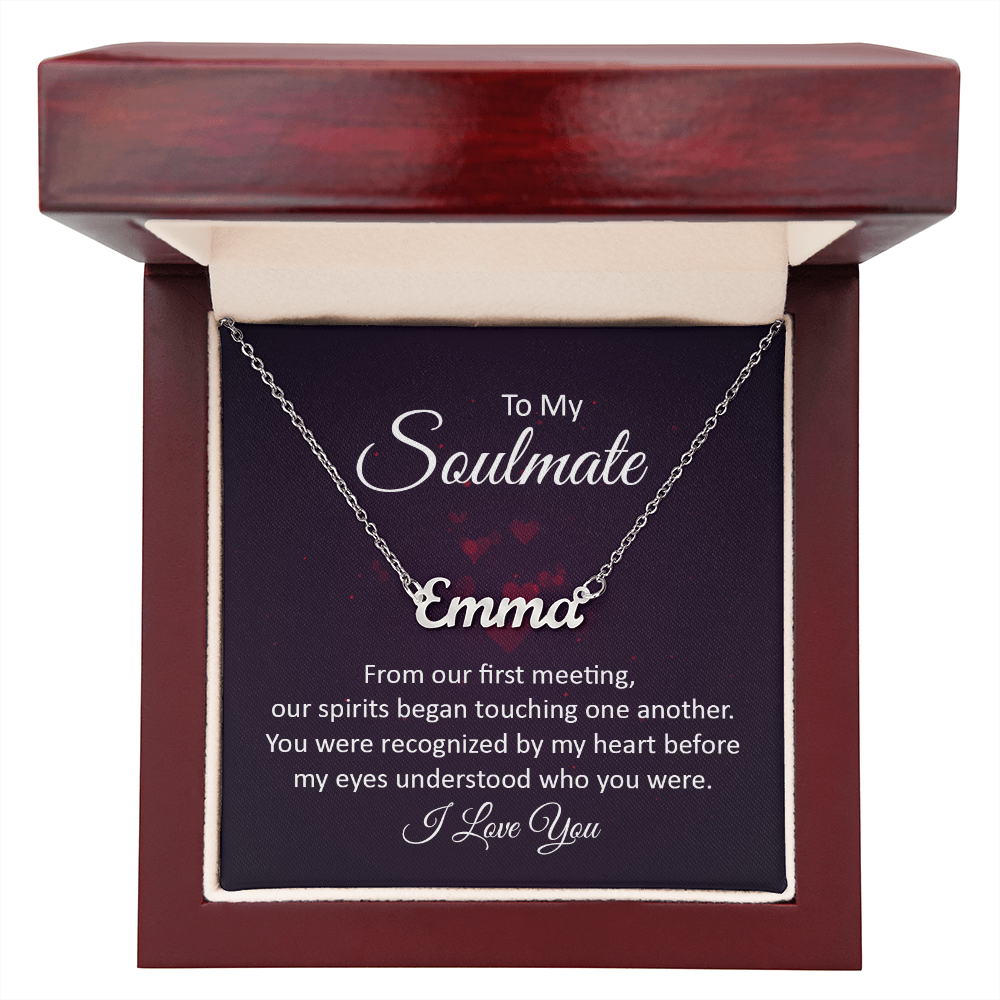 Soulmate Name Necklace Gift for Her, Personalized Love Jewelry, Romantic Anniversary Birthday Present