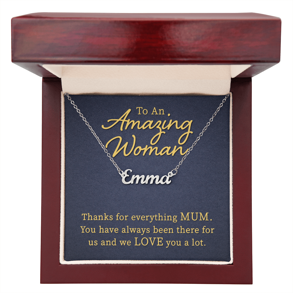 Personalized Name Necklace for Mum, Custom Jewelry Gift for Mum, Birthday Gift from Family for Her