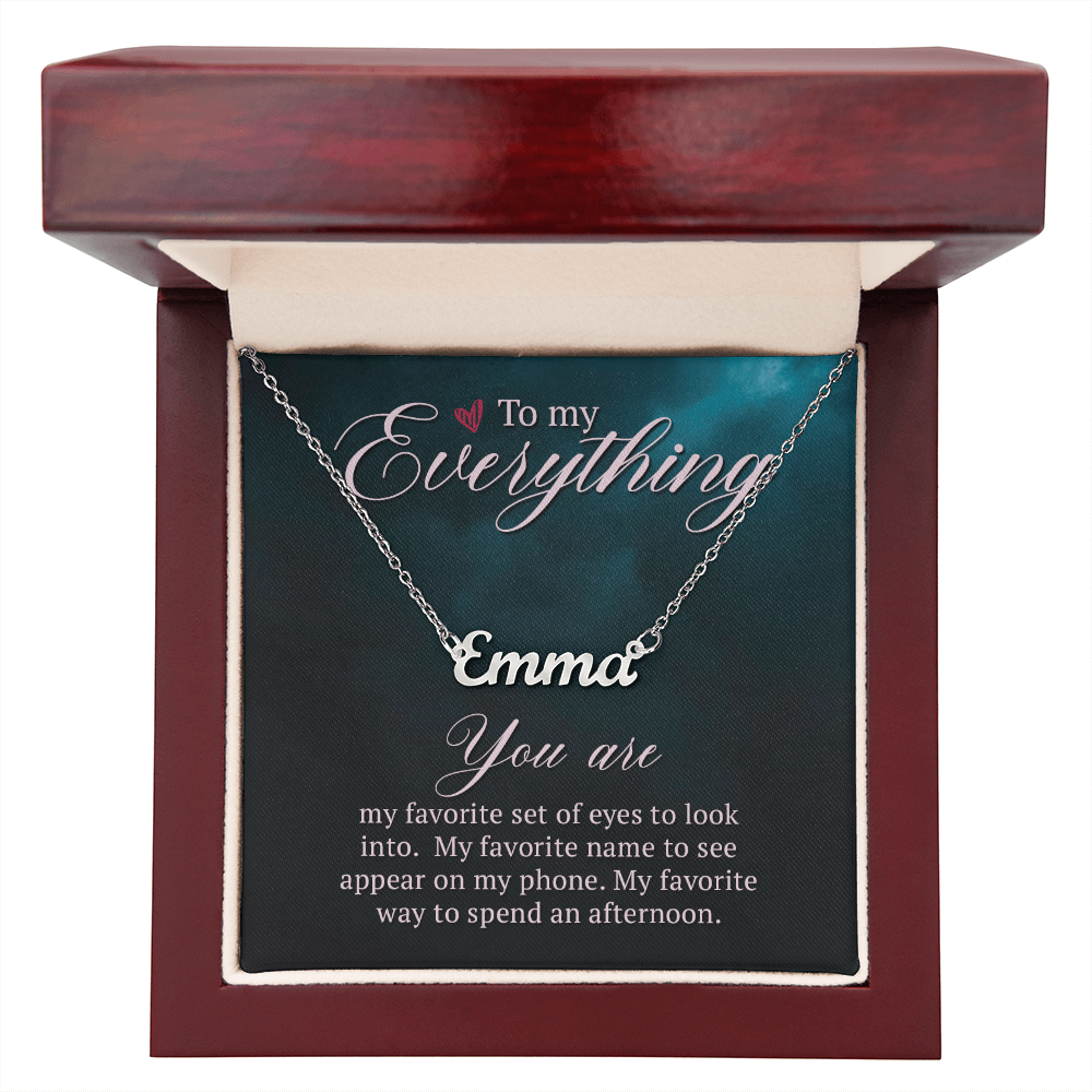 To My Everything Personalized Name Necklace - Custom Cursive Necklace for Her - Heartfelt Birthday Gift, Adjustable Cable Chain, Gift for Girlfriend, Wife, or Loved One