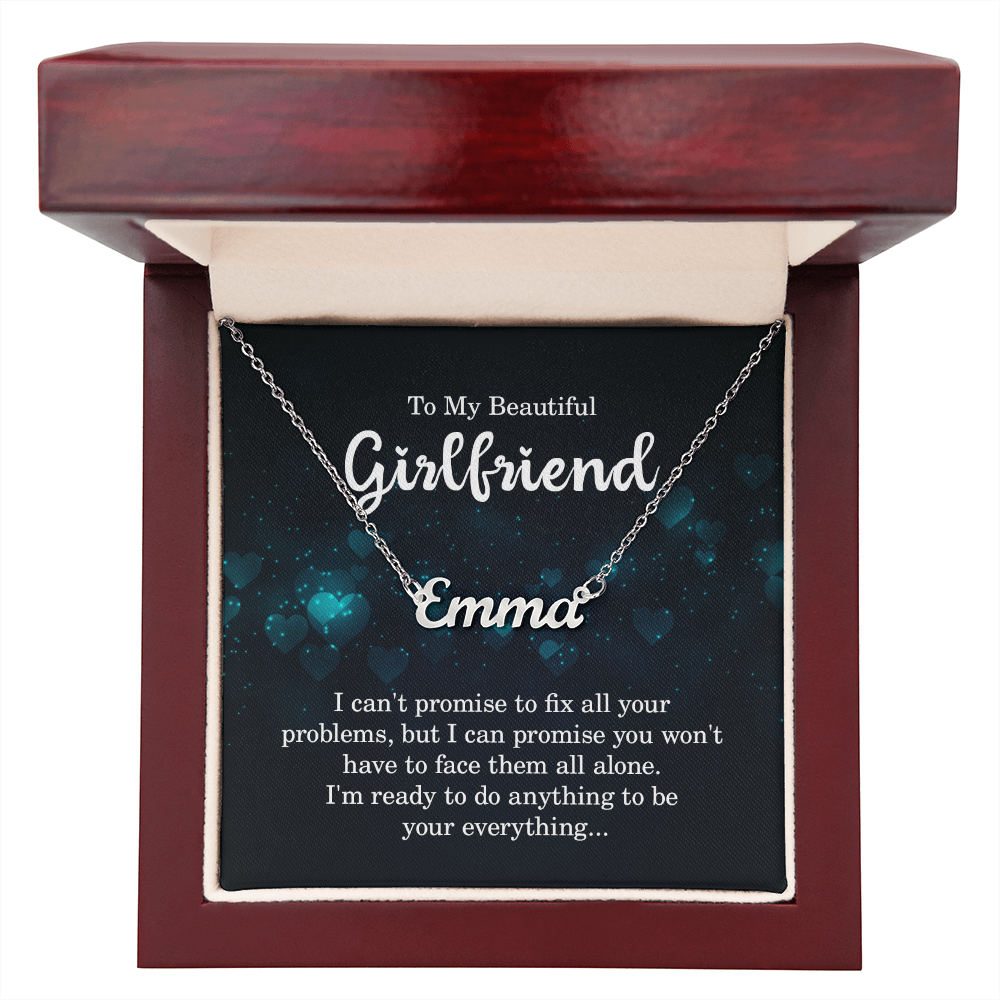 To My Beautiful Girlfriend – Personalized Necklace Customizable with Name or Word – Adjustable Stainless Steel or 18K Gold Finish – Heartfelt Gift for Her – Made in the USA