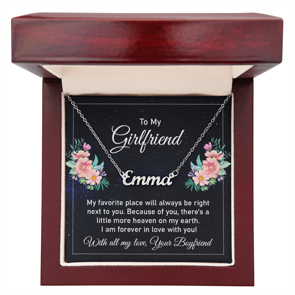 To My Girlfriend - Personalized Cursive Name Necklace – Custom Gift for Her - Adjustable Cable Chain – Perfect Anniversary or Birthday Gift – Made in the USA