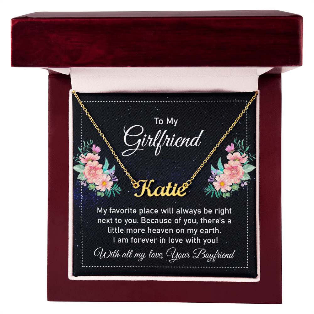 To My Girlfriend - Personalized Cursive Name Necklace – Custom Gift for Her - Adjustable Cable Chain – Perfect Anniversary or Birthday Gift – Made in the USA