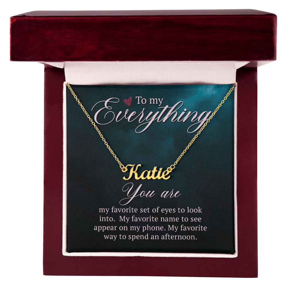 To My Everything Personalized Name Necklace - Custom Cursive Necklace for Her - Heartfelt Birthday Gift, Adjustable Cable Chain, Gift for Girlfriend, Wife, or Loved One