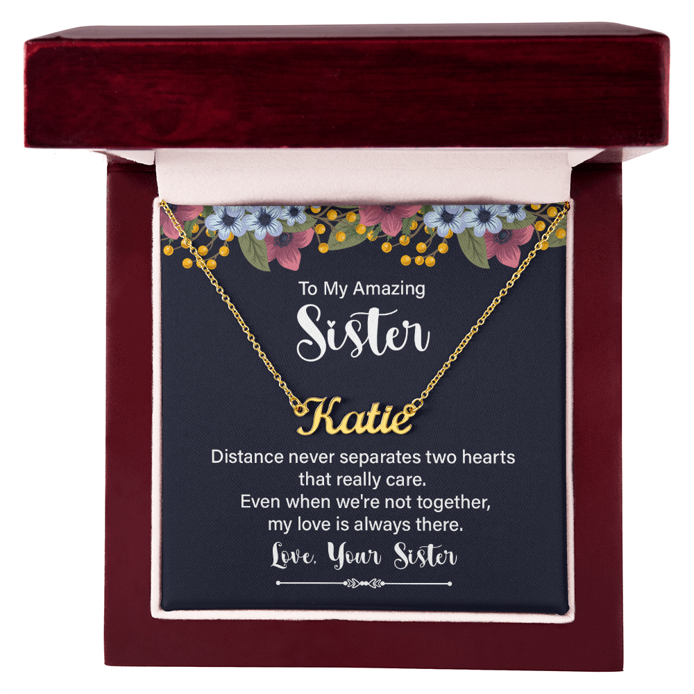 Personalized Name Necklace for Sister, Custom Jewelry Gift from Sister, Birthday Gift for Sister Long Distance