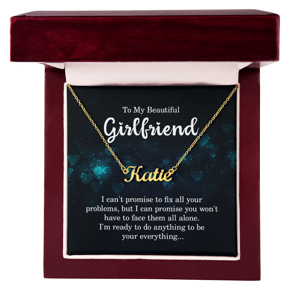 To My Beautiful Girlfriend – Personalized Necklace Customizable with Name or Word – Adjustable Stainless Steel or 18K Gold Finish – Heartfelt Gift for Her – Made in the USA