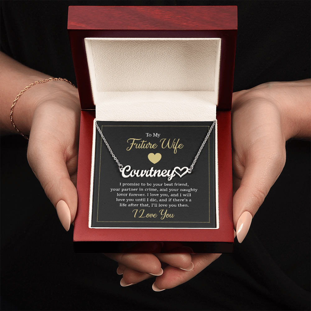 Personalized “To My Future Wife” Heart Necklace – Custom Jewelry, Gift for Fiancée, Anniversary, Birthday
