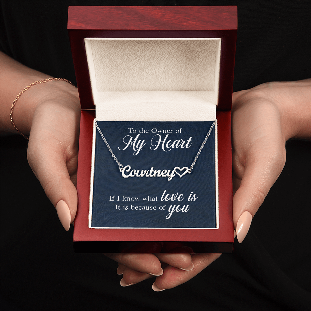 Personalized "Owner of My Heart" Heart Name Necklace Gift – Custom Romantic Jewelry Birthday Anniversary Present