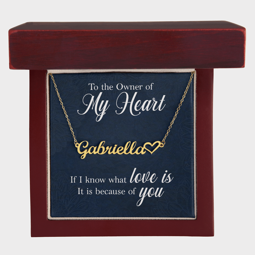 Personalized "Owner of My Heart" Heart Name Necklace Gift – Custom Romantic Jewelry Birthday Anniversary Present
