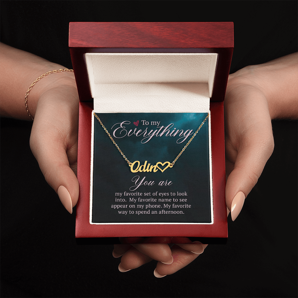 To My Everything Personalized Heart Name Necklace - Custom Cursive Jewelry for Her, Romantic Gift for Girlfriend or Wife