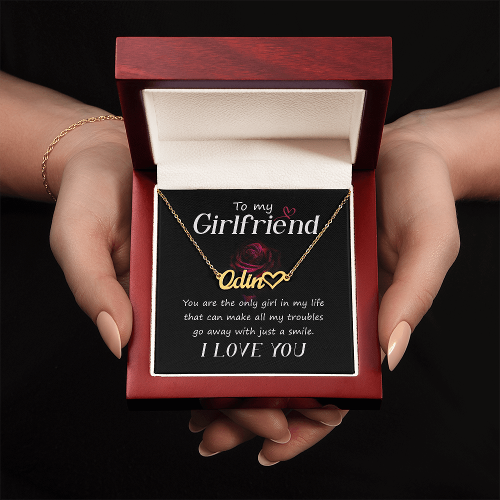 Girlfriend Heart Name Necklace, Personalized Romantic Gift for Her from Boyfriend, Custom Love Jewelry