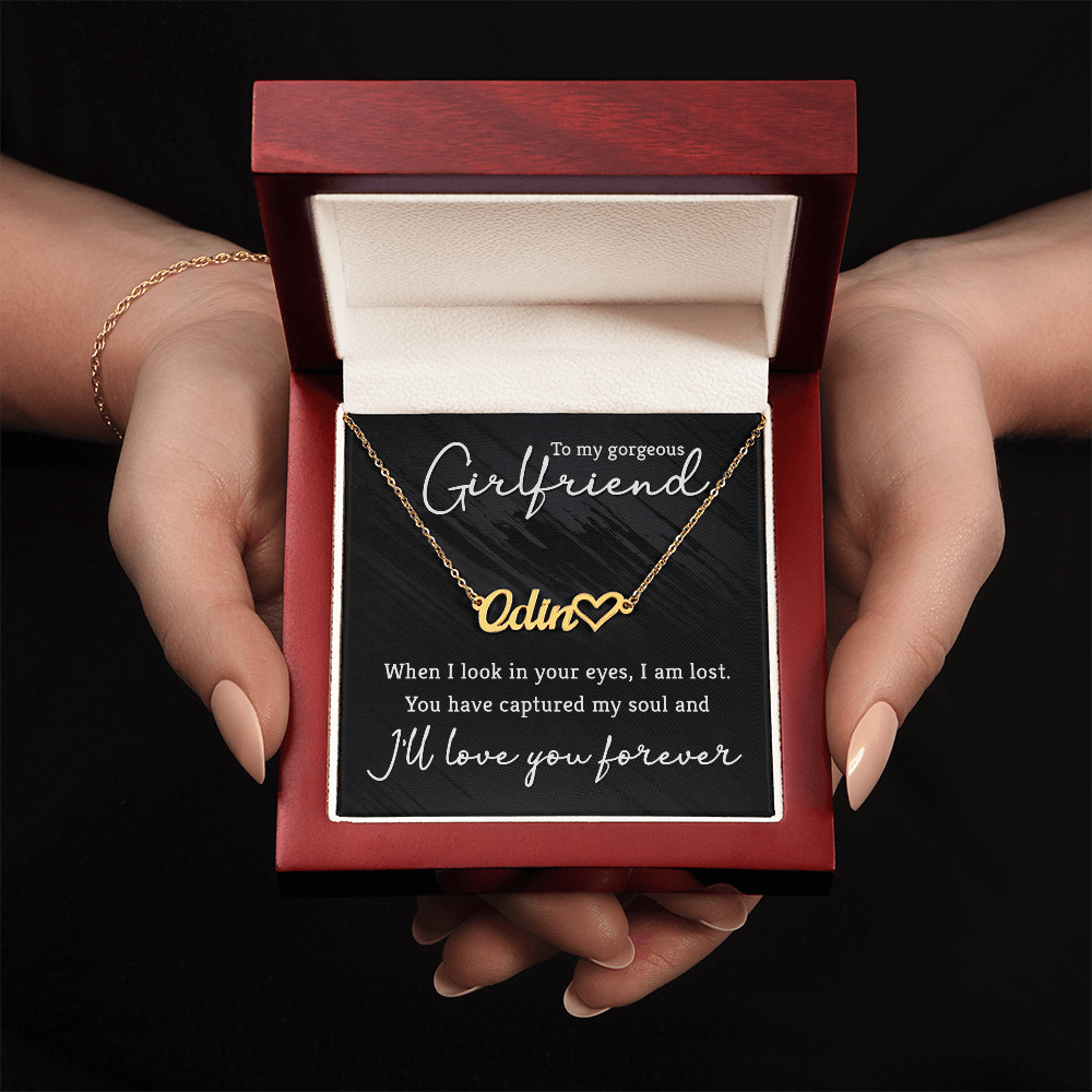 Girlfriend Heart Name Necklace, Personalized Gift for Her from Boyfriend, Romantic Custom Jewelry