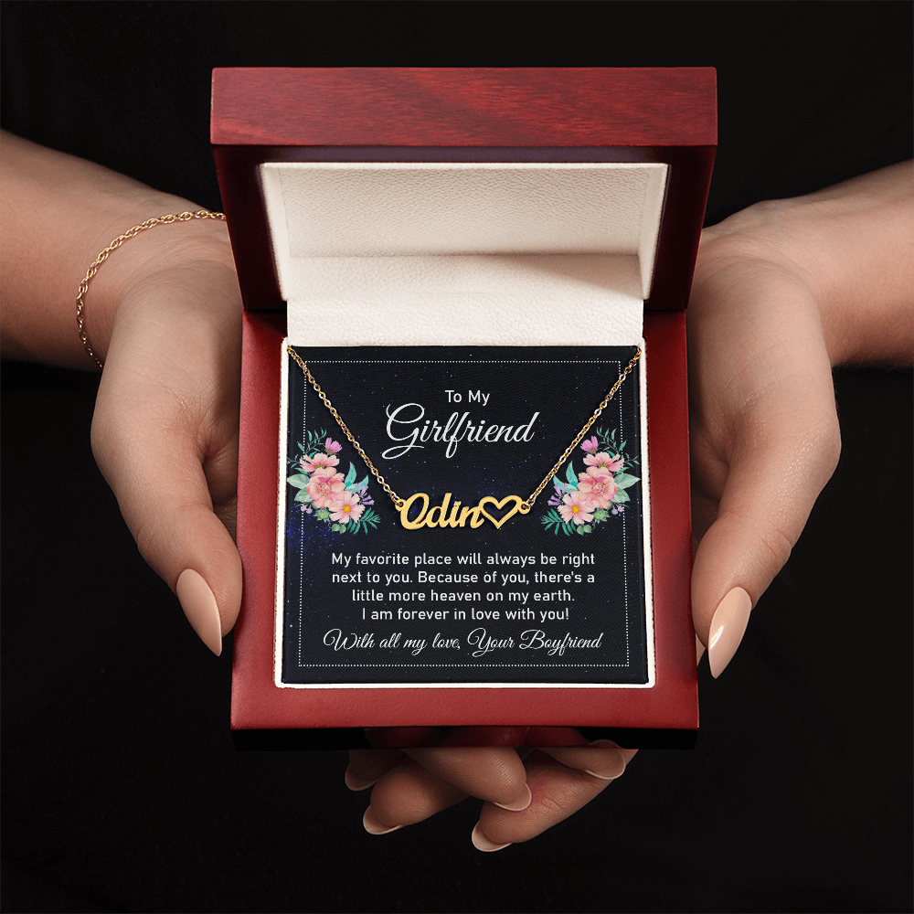 To My Girlfriend Heart Name Necklace – Personalized Gift for Her from Boyfriend – Custom Jewelry USA Made