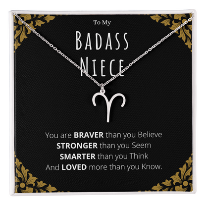 Badass Niece Gifts From Uncle Zodiac Name Necklace Christmas Present Birthday Jewelry Gift For Niece by Best Gifts 305