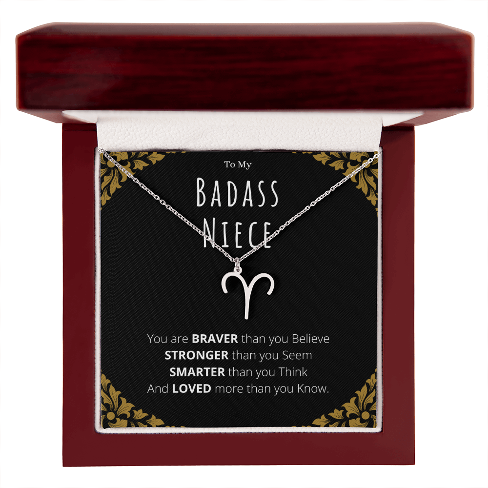 Badass Niece Gifts From Uncle Zodiac Name Necklace Christmas Present Birthday Jewelry Gift For Niece by Best Gifts 305